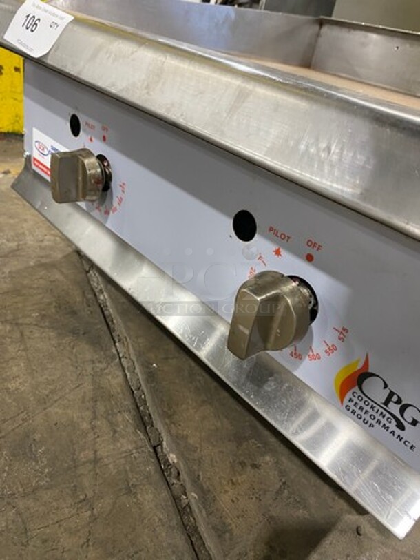 CPG Commercial Countertop Natural Gas Powered Flat Top Griddle! With Back And Side Splashes! All Stainless Steel! On Small Legs! SN: 10152399G24T - Image 6 of 9