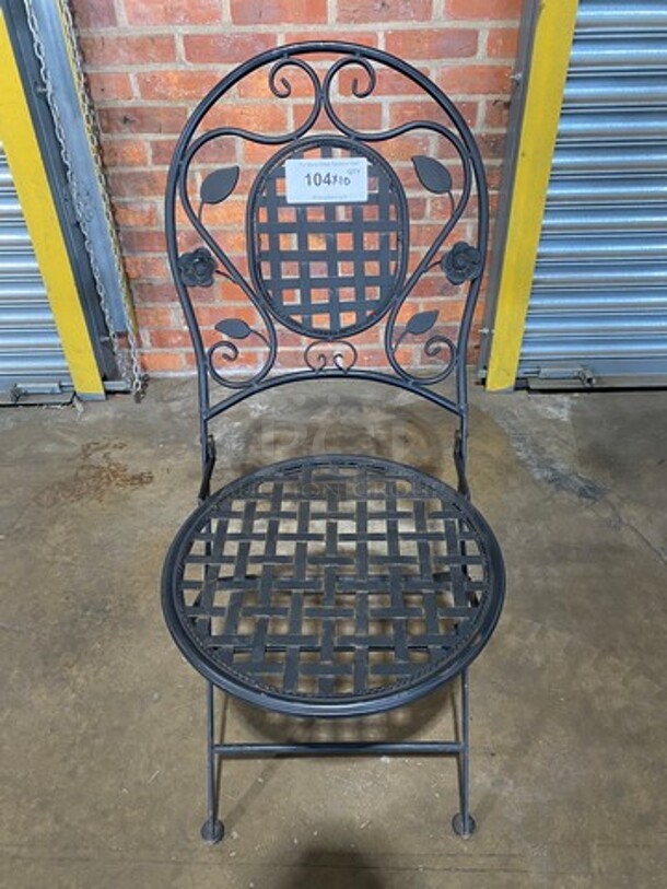 Black Metal Foldable Patio Chairs! 10x Your Bid! - Image 1 of 6