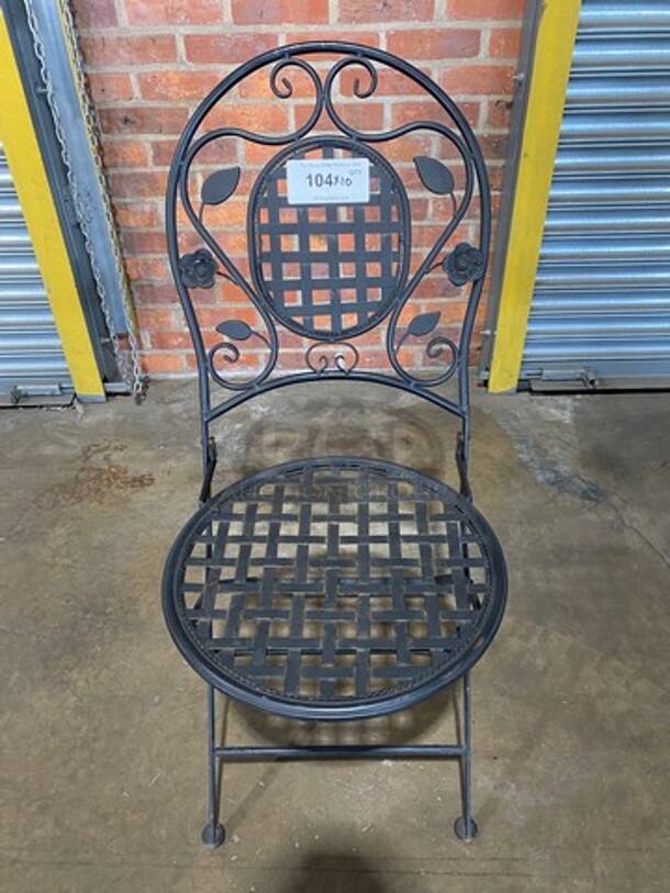 Black Metal Foldable Patio Chairs! 10x Your Bid!