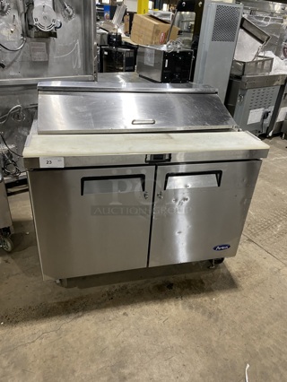 Atosa Commercial Refrigerated Mega Top Sandwich Prep Table! With Commercial Cutting Board! With 2 Door Storage Space Underneath! All Stainless Steel! On Casters! MODEL: MSF8302 SN: MSF8302AUS100317022300C40028 115V 1PH! 