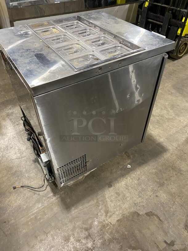 Turbo Air Refrigerated Salad Bar Island! With Single Door Cooler Underneath! All Stainless Steel! With Poly Coated Rack! On Casters! Model: MST-28-711S! - Image 4 of 8