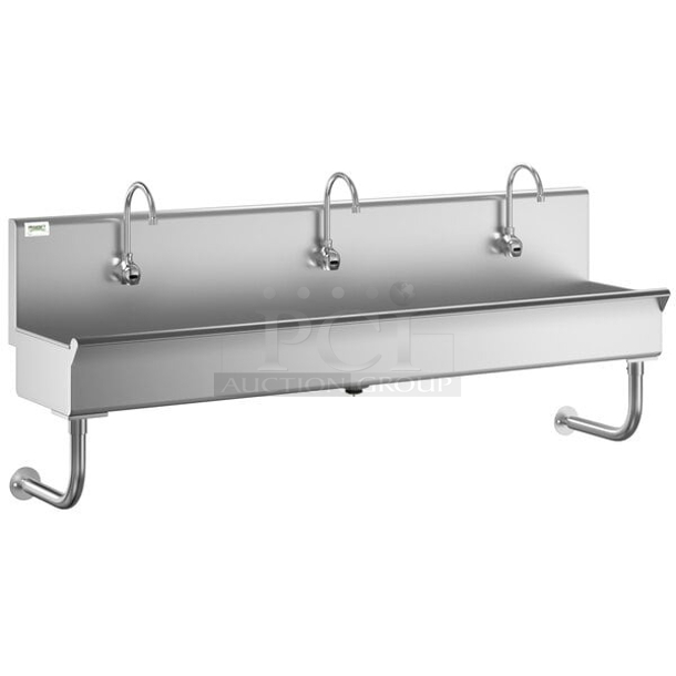 BRAND NEW SCRATCH & DENT! Regency 600HSMSE1872 72" x 17 1/2" Single-Hole Multi-Station Hand Sink with 3 Hands-Free Sensor Faucets 17-1/2x72x8 - Image 1 of 1