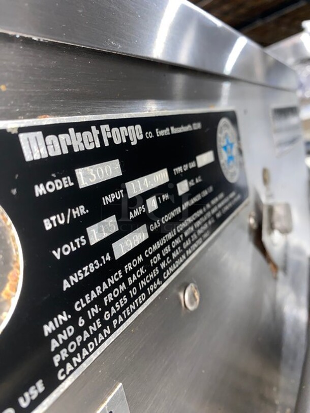 WOW! Market Forge Commercial Natural Gas Powered Tilted Braising Pan/Ultra Tilt Skillet! All Stainless Steel! On Legs! 115V 1 Phase! Model: 1300-2! Working When Removed!  - Image 7 of 8