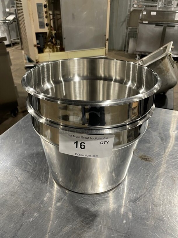 Winco Commercial Round Food Drop In Pan! All Stainless Steel! Holds 11 Qt! - Image 1 of 5