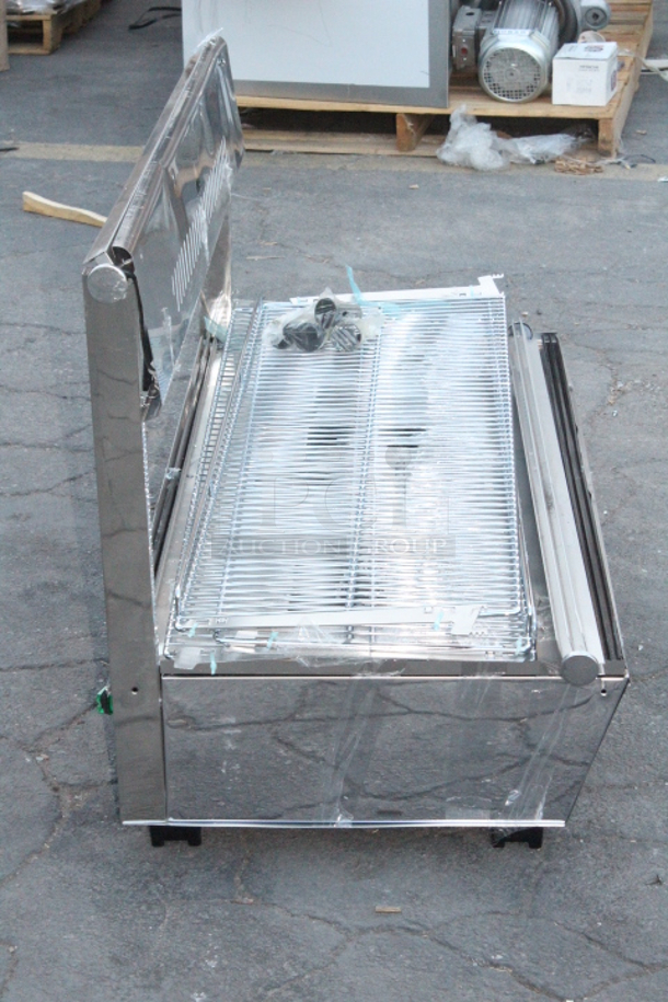 BRAND NEW SCRATCH & DENT! ServIt HDM-48 48" Self / Full Service 3 Shelf Countertop Heated Display Case with Sliding Doors - 120V, 1800W. Glass is Broken. S/N:1408409300065 - Image 4 of 7