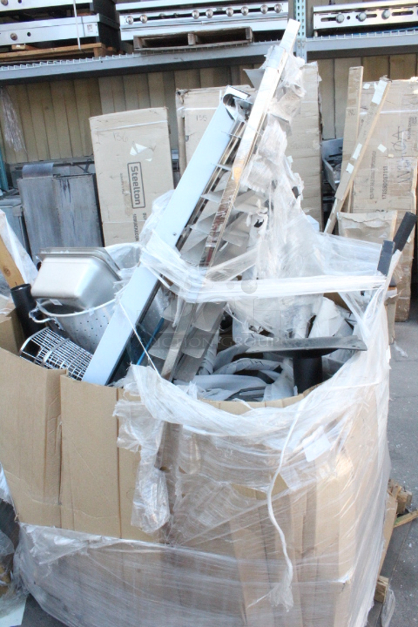 BRAND NEW SCRATCH & DENT! Pallet of Misc. Table Stands, Chairs, Bun Pan Racks, Baskets and More!!  - Image 4 of 4