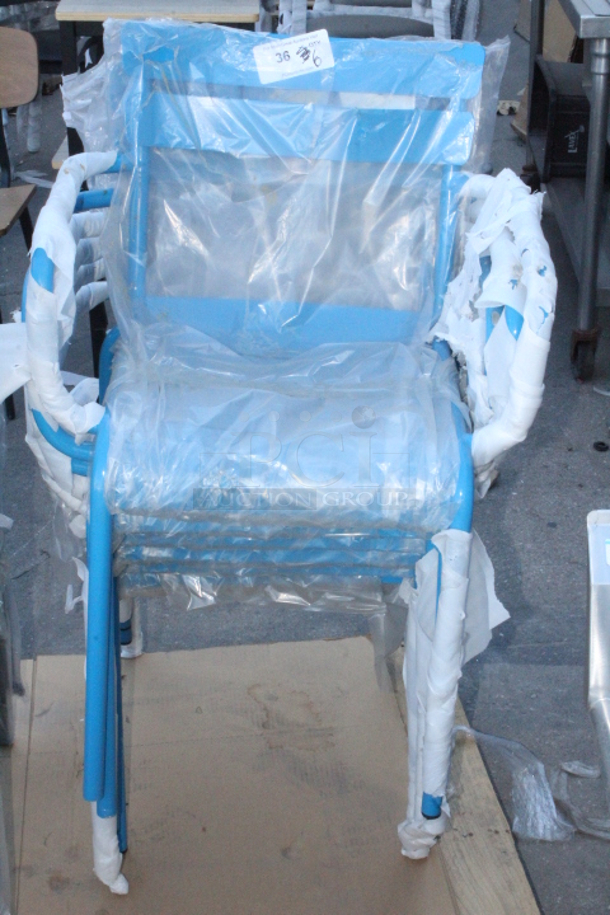 BRAND NEW SCRATCH & DENT!  Lancaster Table & Seating Blue Powder Coated Aluminum Outdoor Arm Chair. 6x Your Bid  - Image 2 of 5