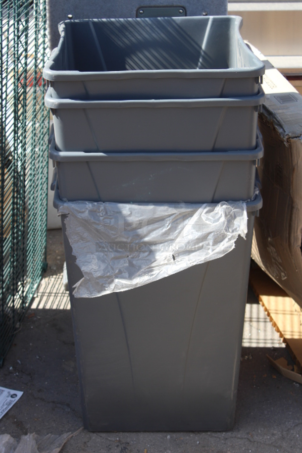 BRAND NEW SCRATCH & DENT! Set of 4 Carlisle 34393523 Gray 35 Gallon Square Polyethylene Centurian Waste Container With Handles. 4x Your Bid - Image 5 of 6