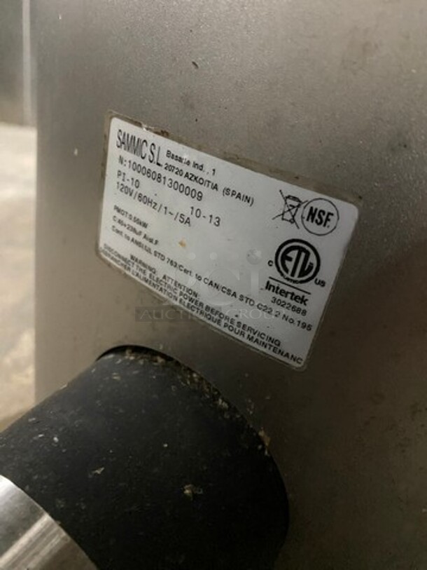 Sammic Commercial Countertop Electric Powered Potato Peeler! Stainless Steel! Model: PI10 SN: 10006081300009 120V 60HZ 1 Phase - Image 8 of 9