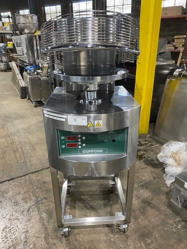 AMAZING! Cuppone Pizzaform Commercial Dough Press! All Stainless Steel! On Stand With Casters! 208/220V 3 Phase! Model: PZF/45DS-B6-CP SN: PZF45DSB6CP13072238! - Image 1 of 9