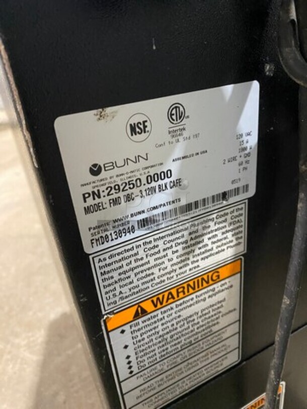 Bunn Commercial Countertop Hot Chocolate/ Hot Beverage Dispenser! All Stainless Steel! On Legs! Model: FMDDBC3 SN: FMD0130940 120/240V 60HZ 1 Phase - Image 5 of 7
