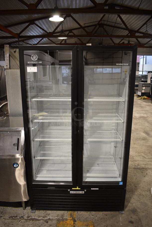 BRAND NEW! Beverage Air Model MT49-1 ENERGY STAR Metal Commercial 2 Door Reach In Cooler Merchandiser w/ Poly Coated Racks. 115 Volts, 1 Phase. 47x30x80. Tested and Working!