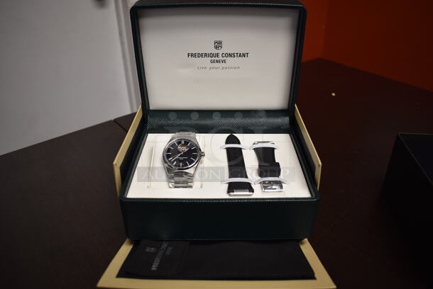 BRAND NEW IN BOX! Frederique Constant Highlife Automatic Black Dial Open Heart w/ Extra Strap FC-310B4NH6B Watch