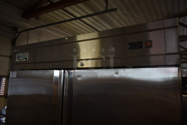 Avantco 178SS2RHC Stainless Steel Commercial 2 Door Reach In Cooler w/ Poly Coated Racks on Commercial Casters. 115 Volts, 1 Phase. Tested and Working!
 - Image 2 of 9