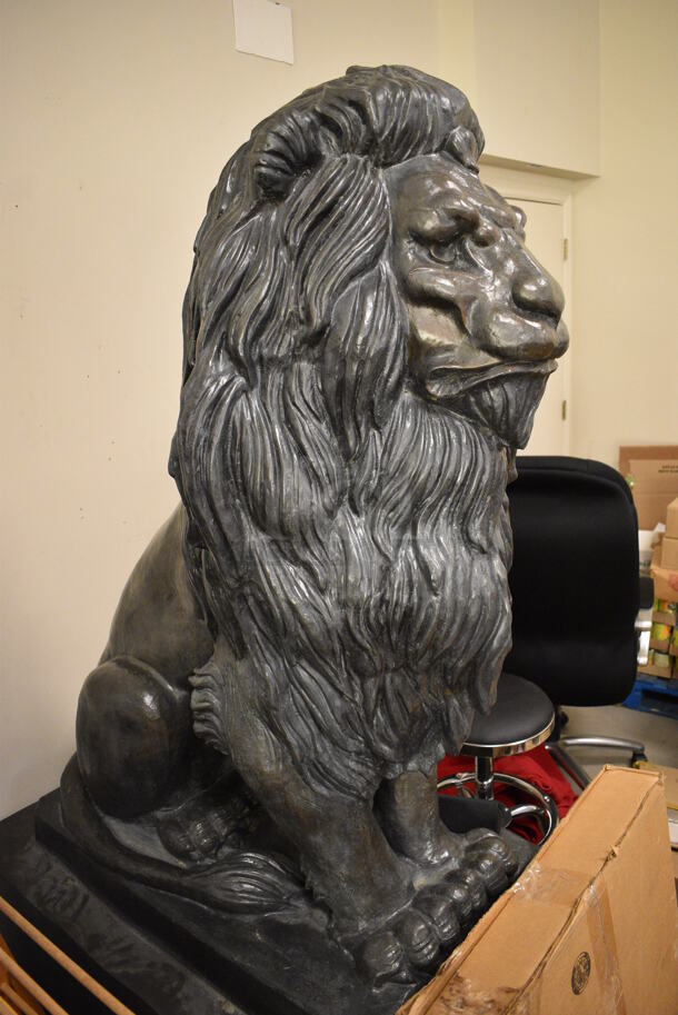 2 MAGNIFICENT Bronze Lion Statues w/ Cast Iron Glyphs Signed by A. Barye 1832. 2 Times Your Bid! - Image 7 of 7