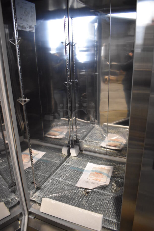 BRAND NEW SCRATCH AND DENT! KoolMore RIR-2D-SS Stainless Steel Commercial 2 Door Reach In Cooler w/ Poly Coated Racks. 115 Volts, 1 Phase.  54x32.5x77.5. Tested and Working! - Image 4 of 6