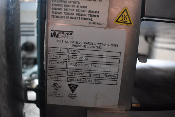 Prince Castle EHB34A Commercial Stainless Steel Electric Free Standing Warming Holding Bin With 2 Compartments. 208-240V. - Image 6 of 8