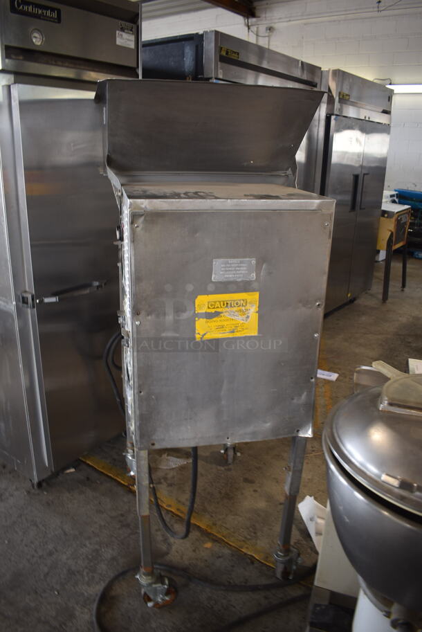 Hollymatic 190 Stainless Steel Commercial Floor Style Meat Grinder on Commercial Casters. 230 Volts.  - Image 5 of 11