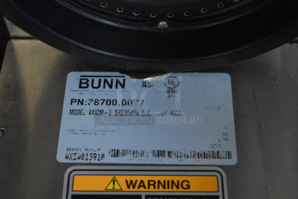 2013 Bunn AXIOM-3 Stainless Steel Commercial Countertop 3 Burner Coffee Machine w/ Hot Water Dispenser and Metal Brew Basket. 120/208-240 Volts, 1 Phase. 8.5x21x21 - Image 6 of 6
