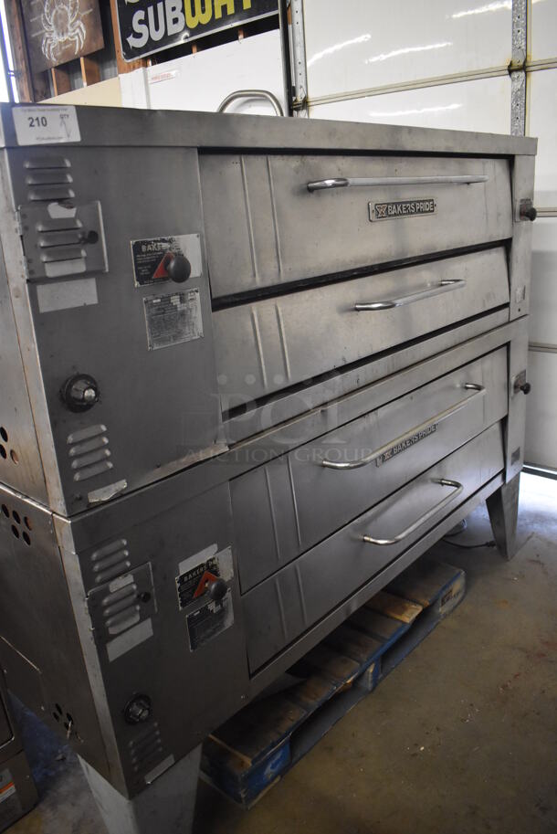 2 Bakers Pride Y600 Stainless Steel Commercial Natural Gas Powered Single Deck Pizza Ovens w/ Cooking Stones. 120,000 BTU. 78x43x67. 2 Times Your Bid! - Image 12 of 12