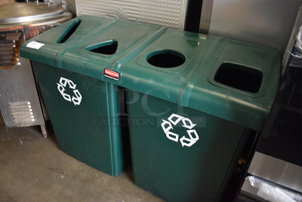 ALL ONE MONEY! BRAND NEW Lot of 2 Rubbermaid Green Poly Trash Cans w/ Lid. 51x24x35 - Image 2 of 4