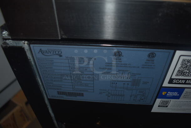BRAND NEW SCRATCH AND DENT! Avantco BC-72-HC 72" Curved Glass Black Refrigerated Bakery Display Case on Commercial Casters. Missing Side Glass. 115 Volt 1 Phase. Tested and Working! - Image 10 of 12