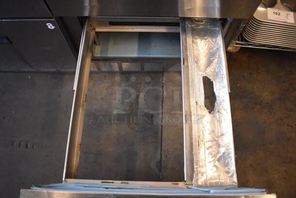Delfield Stainless Steel Commercial Sandwich Salad Prep Table Bain Marie Mega Top w/ 4 Drawers and Over Shelf on Commercial Casters. 48x33x55. Tested and Working! - Image 6 of 9