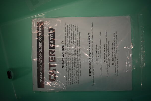 BRAND NEW IN BOX! CaterGator CG65SF Poly Insulated Seafoam 65 Qt. Rotomolded Extreme Outdoor Cooler / Ice Chest. 31x18x17 - Image 6 of 7