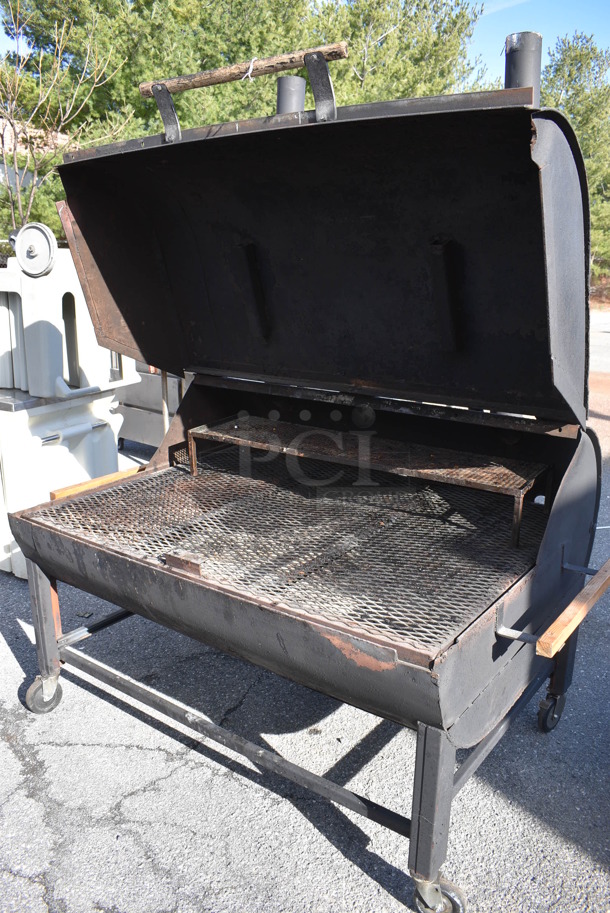 Metal Commercial Wood or Charcoal Fired Barbecue BBQ Roaster Grill on Commercial Casters. 70x60x86 - Image 6 of 7