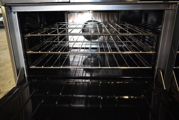 BRAND NEW SCRATCH AND DENT! LATE MODEL! Garland G60-10CC Stainless Steel Commercial Natural Gas 10 Burner 60" Range with 2 Convection Ovens, Over Shelf and Back Splash. 406,000 BTU. - Image 5 of 7