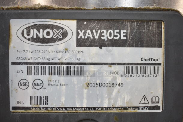 2 2015 Unox XAV305E Stainless Steel Commercial Electric Powered Convection Oven on Stand w/ Commercial Casters. 208-240 Volts, 3 Phase. 2 Times Your Bid!  - Image 9 of 9