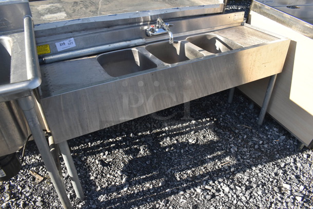 Krowne 18-53C Stainless Steel Commercial 3 Bay Back Bar Sink w/ Dual Drain Boards. 60x19x32. Bays 10x14x10. Drain Boards 16x12x1 - Image 1 of 7