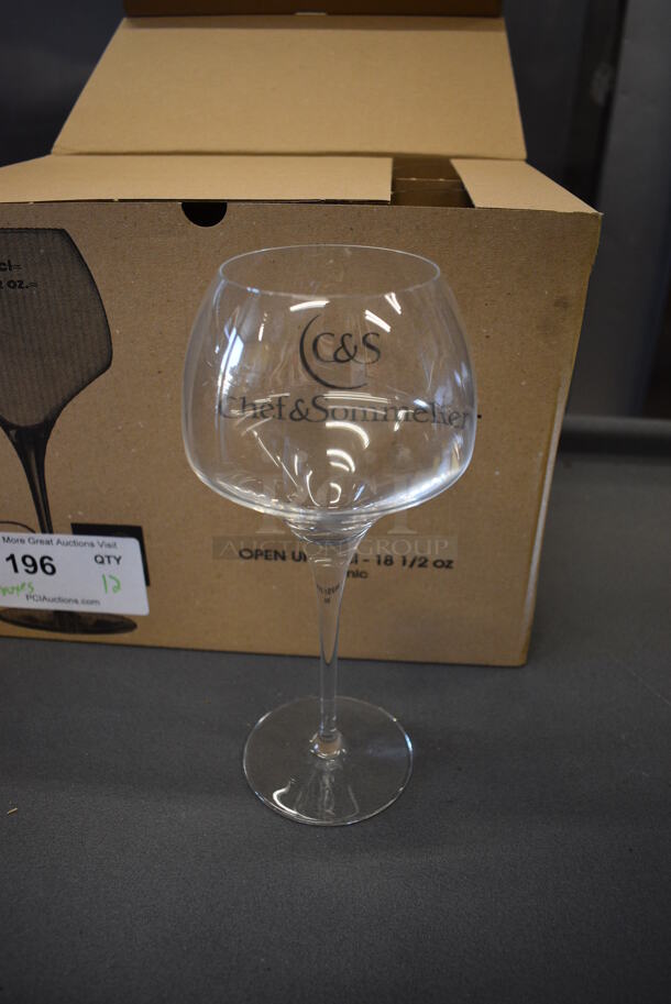 6 BRAND NEW IN BOX! Chef & Sommelier 18.5 oz Wine Glasses. 4.5x4.5x9.5. 6 Times Your Bid!
