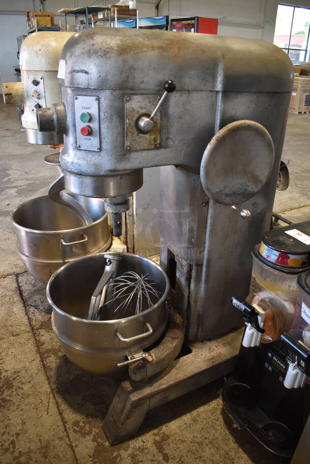 Hobart H-600 Metal Commercial Floor Style 60 Quart Planetary Dough Mixer w/ Stainless Steel Mixing Bowl, Paddle and Balloon Whisk Attachment. 230 Volts, 1 Phase. 28x38x56 - Image 2 of 6