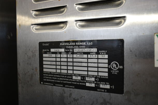 Cleveland 1SCE Stainless Steel Commercial Electric Powered Single Deck Steam Cabinet on ES21301 Stainless Steel Equipment Stand. 208 Volts, 3 Phase.  - Image 7 of 7