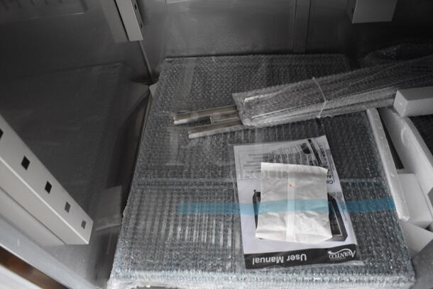 BRAND NEW SCRATCH AND DENT! Avantco Model 178SS3RHC Stainless Steel Commercial Three Door Reach In Cooler w/ Poly Coated Racks on Commercial Casters. 115 Volts, 1 Phase. 81x32x82.5. Tested and Working! - Image 6 of 10