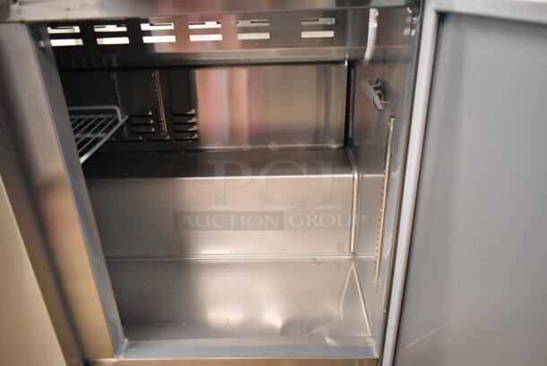 BRAND NEW SCRATCH AND DENT! 2023 Avantco 178SSPT71HC Stainless Steel Commercial Sandwich Salad Prep Table Bain Marie Mega Top on Commercial Casters. 115 Volts, 1 Phase. Tested and Working! - Image 9 of 11