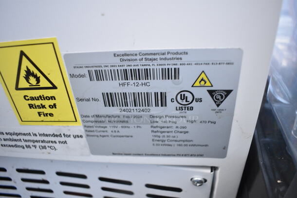 BRAND NEW SCRATCH AND DENT! Excellence HFF-12HC Metal Commercial 81" Flip Lid Ice Cream Dipping Cabinet. 115 Volts, 1 Phase. Tested and Working! - Image 9 of 9