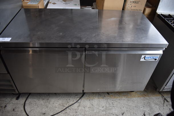 Avantco 178SSIC60RHC Stainless Steel Commercial 2 Door Undercounter Cooler on Commercial Casters. 115 Volts, 1 Phase. Tested and Powers On But Does Not Get Cold