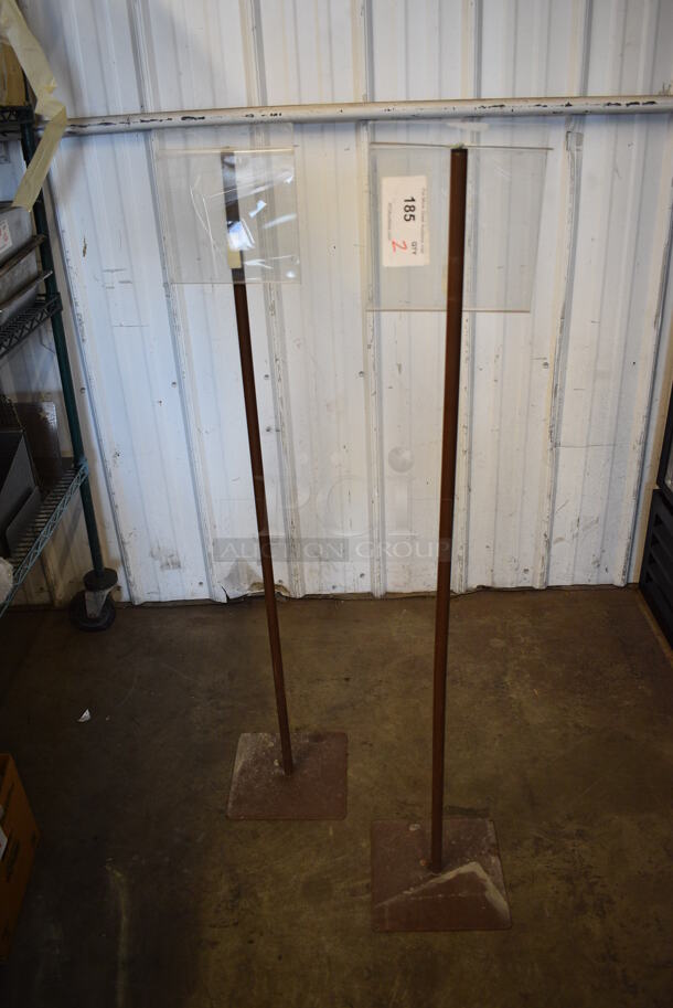 2 Brown Metal Stands. 9.5x9.5x49.5. 2 Times Your Bid!