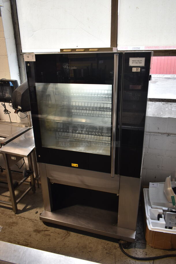 Fri-jado TDR 7-P Stainless Steel Commercial Electric Powered Rotisserie Oven w/ Under Shelf on Commercial Casters. 208 Volts, 3 Phase.