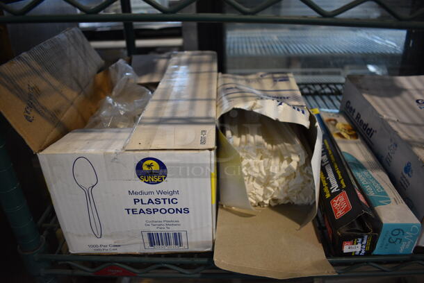 ALL ONE MONEY! Lot of Various Paper Products Including Straws, Plastic Spoons and Food Storage Bags! - Image 2 of 5