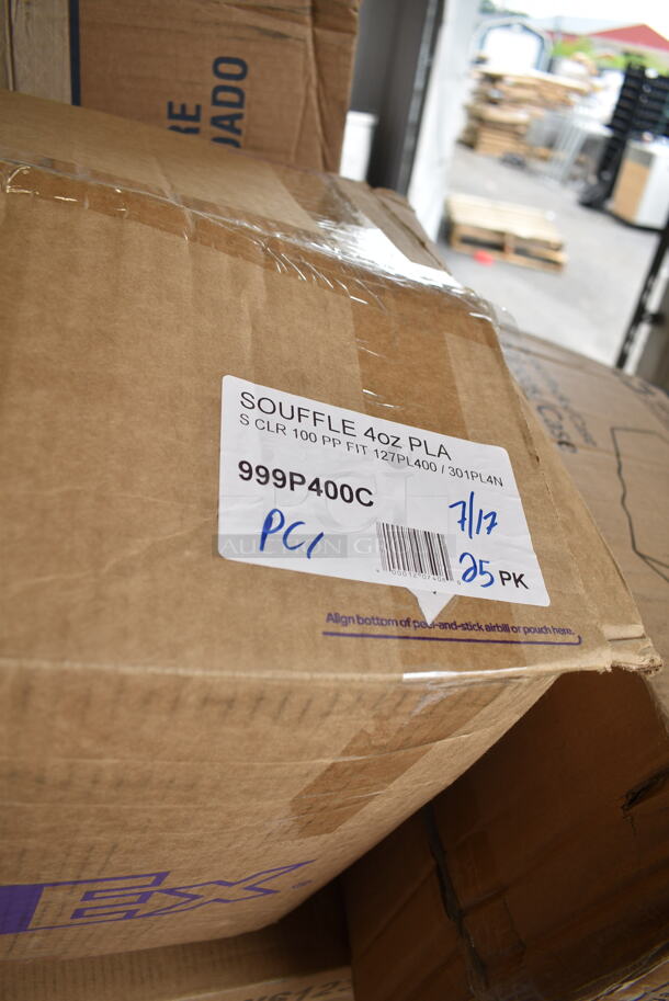 PALLET LOT of 26 BRAND NEW Boxes Including 347RPBD10WHS Visions 10" White Plastic Plate with Silver Bands - 120/Case, 5014046XXH Lavex Pro 45 Gallon 3 Mil 40" x 46" Low Density Heavy-Duty Industrial Contractor Black Trash Bag / Can Liner - 50/Case, 612605070 Choice Full Size Foil Steam Table Pan Deep 3 3/8" Depth - Full Size Deep - 50/Case, 500CC16 Choice Clear PET Customizable Plastic Cold Cup - 16 oz. - 1000/Case, 2 Box 129MCS28B Choice 28 oz. Black Rectangular Microwavable Heavy Weight Container with Lid 8 3/4" x 6 1/4" x 1 3/4" - 150/Case, 500L1020B Choice Black Hot Paper Cup Travel Lid for 10-24 oz. Standard Cups and 8 oz. Squat Cups - 1000/Case, 9CPWCR Dart 9" 3 Compartment White Non-Laminated Round Foam Plate - 500/Case, 5014347HVY Hercules Trash Bags, 999P400C Choice 4 oz. Clear Plastic Souffle Cup / Portion Cup - 100/Pack, 600WS1236 Regency 18 Gauge Stainless Steel 12" x 36" Solid Wall Shelf, 795PTOKFT8 Choice Kraft Microwavable Folded Paper #8 Take-Out Container 6" x 4 3/4" x 2 1/2" - 300/Case, 966TALLFLDB Choice White Tall-Fold 6" x 13" Dispenser Napkin - 8000/Case. 26 Times Your Bid!  - Image 8 of 12
