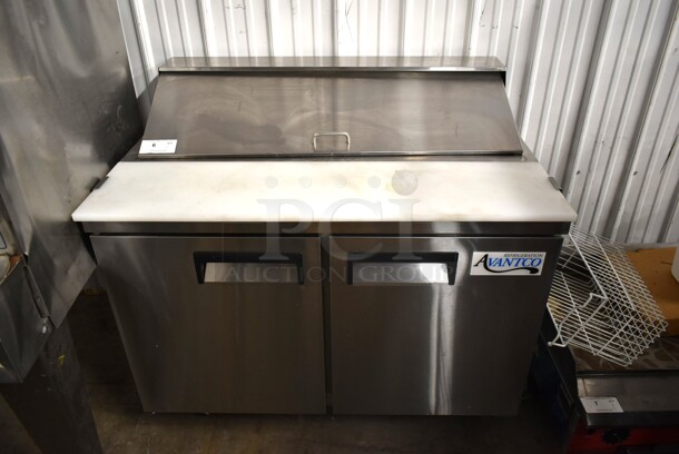 LIKE NEW! 2023 Avantco 178APT48HC Stainless Steel Commercial Sandwich Salad Prep Table Bain Marie Mega Top on Commercial Casters. 115 Volts, 1 Phase. Tested and Powers On But Does Not Get Cold - Image 1 of 10