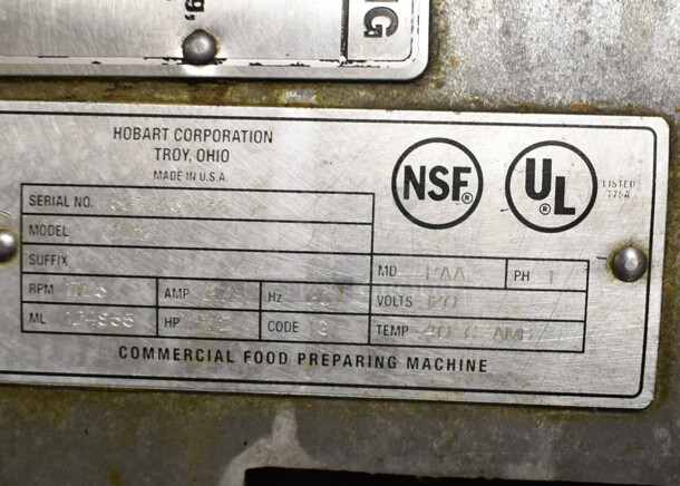 Hobart 2712 Stainless Steel Commercial Countertop Automatic Meat Slicer w/ Blade Sharpener. 115 Volts, 1 Phase. Tested and Working! (kitchen) - Image 6 of 9
