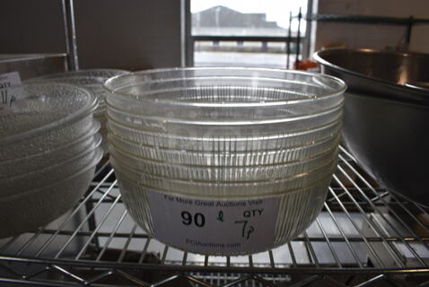 ALL ONE MONEY! Lot of 7 Clear Poly Bowls! 9x9x3
