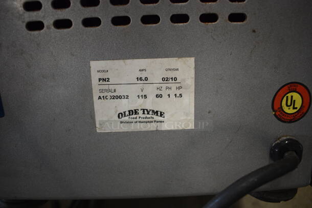 2010 Olde Tyme Model PN2 Stainless Steel Commercial Countertop Single Hopper Peanut Butter Mill Nut Grinder. 115 Volts, 1 Phase. 11x21x21. Tested and Working! - Image 5 of 6