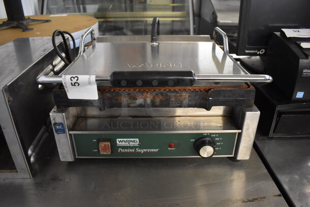 Waring WPG250 Stainless Steel Commercial Countertop Panini Press. 120 Volts, 1 Phase. 19x20x16. Tested and Working! - Image 2 of 7
