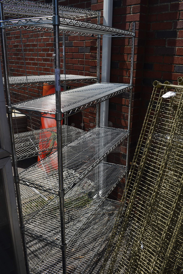 Steel Metro Style Shelving Unit With 5 Shelves On Galvanized Legs BUYER MUST DISMANTLE. PCI CANNOT DISMANTLE FOR SHIPPING. PLEASE CONSIDER FREIGHT CHARGES. - Image 2 of 3