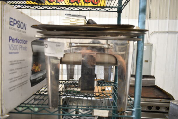 ALL ONE MONEY! Lot of Metal Chafing Dish Frame, Drop In and Various Adapters. - Image 1 of 3